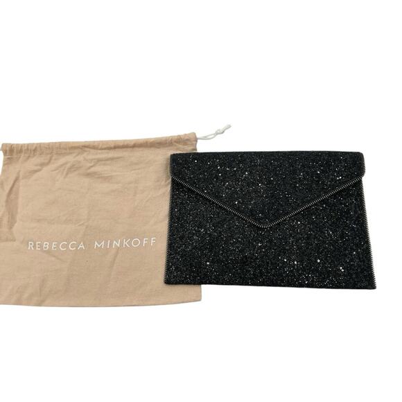 Rebecca Minkoff Glitter Purse Leo Envelope Black Clutch Purple